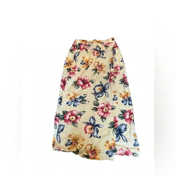 Vintage Eagle River Traders Linen Tropical Floral Wrap Skirt 10 Boho Fairycore - Picture 1 of 5